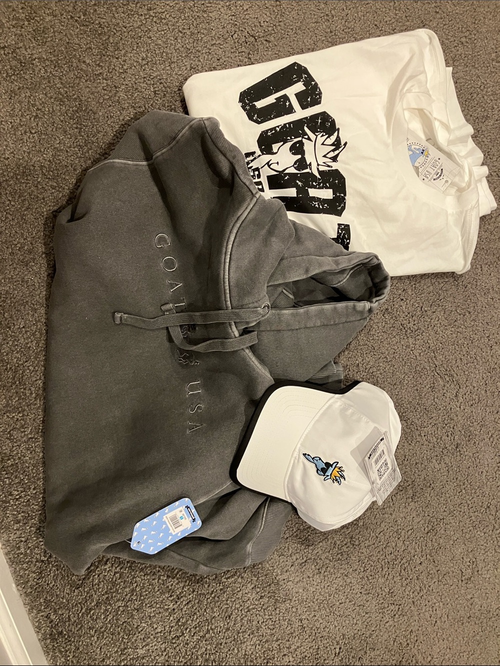 NWT- Kids' Gray GOAT USA Pullover Hoodie - hat and tee